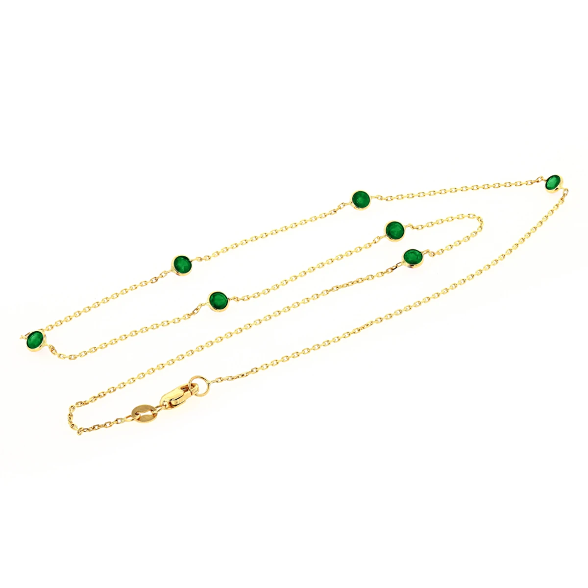 Gemstone By The Yard Chain: 14K Yellow Gold Women's Emerald Necklace 1.33ct 6 Gemstone By The Yard Chain: 14K Yellow Gold Women's Emerald Necklace 1.33ct - Image 4