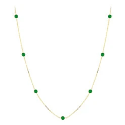 Gemstone By The Yard Chain: 14K Yellow Gold Women's Emerald Necklace 1.33ct