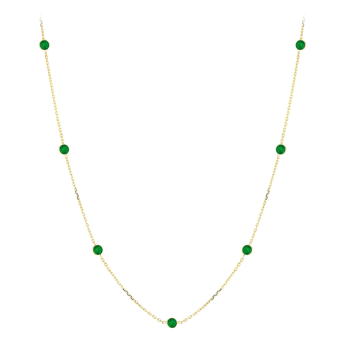 Gemstone By The Yard Chain: 14K Yellow Gold Women's Emerald Necklace 1.33ct 3 Gemstone By The Yard Chain: 14K Yellow Gold Women's Emerald Necklace 1.33ct