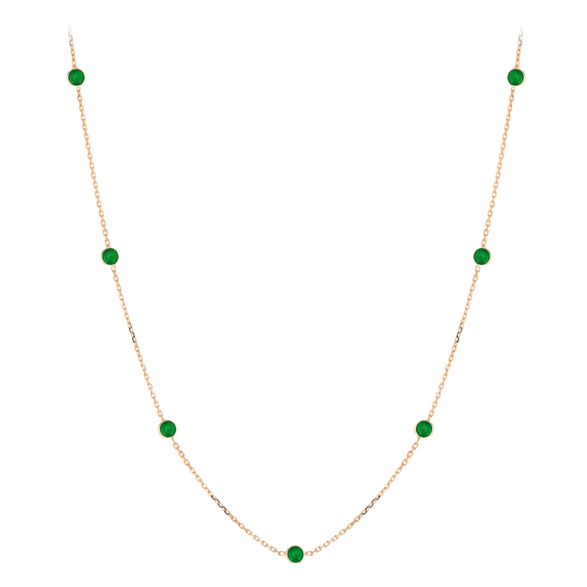 Gemstone By The Yard Chain: 14K Yellow Gold Women's Emerald Necklace 1.33ct 5 Gemstone By The Yard Chain: 14K Yellow Gold Women's Emerald Necklace 1.33ct - Image 3