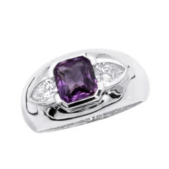 Gemstone Cocktail Rings Ladies Diamond And Amethyst Ring 18K White Gold 2.2ct