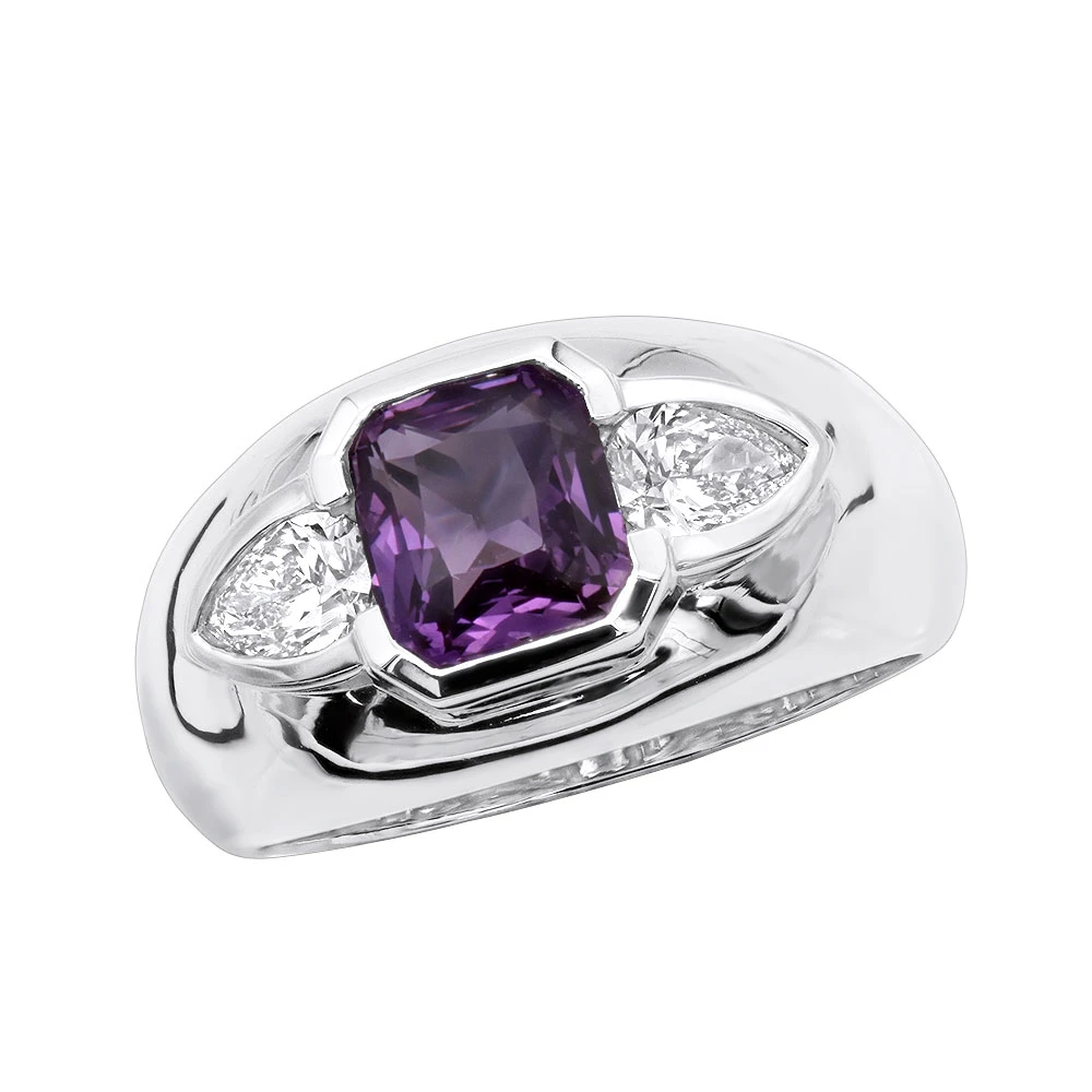 Gemstone Cocktail Rings Ladies Diamond And Amethyst Ring 18K White Gold 2.2ct 3 Gemstone Cocktail Rings Ladies Diamond And Amethyst Ring 18K White Gold 2.2ct
