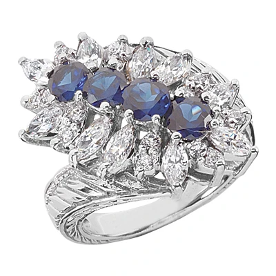 Ladies Diamond And Sapphire Ring 14K White Gold 1.90ctd 1.60cts 3 Ladies Diamond And Sapphire Ring 14K White Gold 1.90ctd 1.60cts