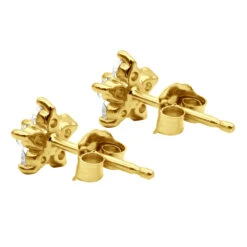 Genuine Diamond Star Stud Earrings Cluster Starfish Design 14K Yellow Gold 0.2ct -H'Hen Sale Store genuine diamond star stud earrings cluster starfish design 14k gold 02ct back yellow