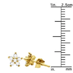 Genuine Diamond Star Stud Earrings Cluster Starfish Design 14K Yellow Gold 0.2ct -H'Hen Sale Store genuine diamond star stud earrings cluster starfish design 14k gold 02ct ruler yellow