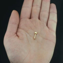 14K Yellow Gold & Diamond Ball Labret Stud 0.08ct -H'Hen Sale Store gold body jewelry 14k diamond ball labret stud 08ct p 35762bod