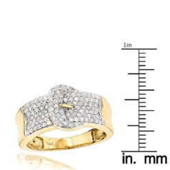 14K Yellow Gold Buckle Ring With Diamonds 0.8ct For Women -H'Hen Sale Store gold buckle ring with diamonds 14k 1ct womens jewelry p 50292 rulerye