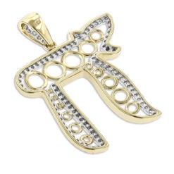 Gold Diamond Chai Pendant 14K Yellow Gold 0.72ct -H'Hen Sale Store gold diamond chai pendant 14k 072ct p 35798 backye
