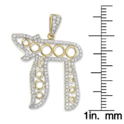 Gold Diamond Chai Pendant 14K Yellow Gold 0.72ct -H'Hen Sale Store gold diamond chai pendant 14k 072ct p 35798 rulerye