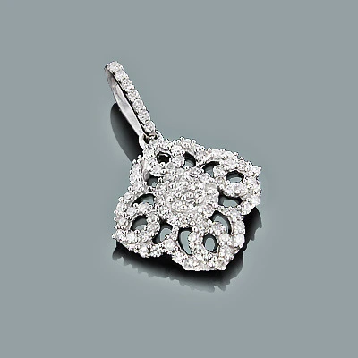 Gold Diamond Flower Pendant 0.29ct 14K White Gold 3 Gold Diamond Flower Pendant 0.29ct 14K White Gold