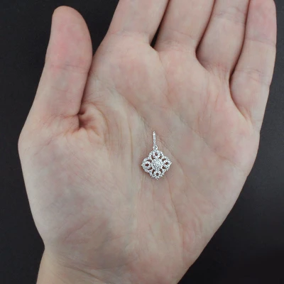 Gold Diamond Flower Pendant 0.29ct 14K White Gold 4 Gold Diamond Flower Pendant 0.29ct 14K White Gold - Image 2