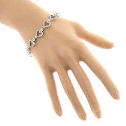 Gold Diamond Heart Bracelet 14K White Gold 3.26ct -H'Hen Sale Store gold diamond heart bracelet 14k 326ct p 41381 bodwh
