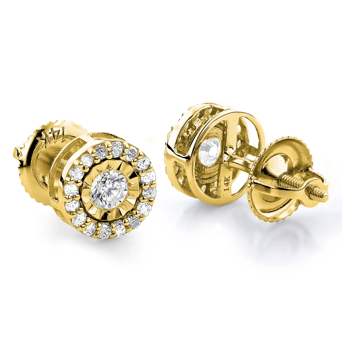 Gold Diamond Stud Earrings 2ct Diamond Earrings Look 4 Gold Diamond Stud Earrings 2ct Diamond Earrings Look - Image 2