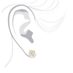 Gold Round Diamond Cluster Earrings 1.3ct 14K White Gold -H'Hen Sale Store gold round diamond cluster earrings 13ctct 14k gold bodye