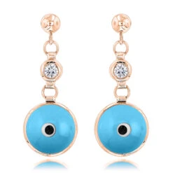 Good Luck Charms 14K White Gold Diamond Evil Eye Earrings 0.20ct 3/8 In (10mm) Blue -H'Hen Sale Store good luck charms 14k diamond evil eye earrings 020ct p 6233 ro