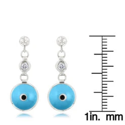 Good Luck Charms 14K White Gold Diamond Evil Eye Earrings 0.20ct 3/8 In (10mm) Blue -H'Hen Sale Store good luck charms 14k diamond evil eye earrings 020ct p 6233 rulerwh