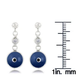 Good Luck Charms Diamond Evil Eye Earrings 0.20ct 3/8in (10mm) 14K White Gold -H'Hen Sale Store good luck charms 14k diamond evil eye earrings 020ct p 6234 rulerwh