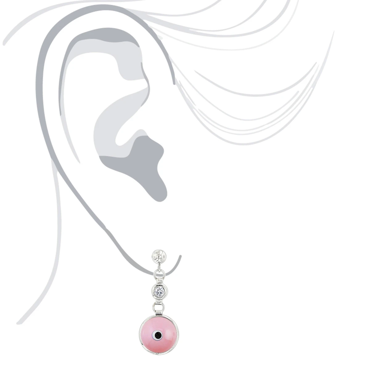 Good Luck Charms 14K White Gold Diamond Pink Evil Eye Earrings 0.20ct 3/8 In (10mm) 7 Good Luck Charms 14K White Gold Diamond Pink Evil Eye Earrings 0.20ct 3/8 In (10mm) - Image 5