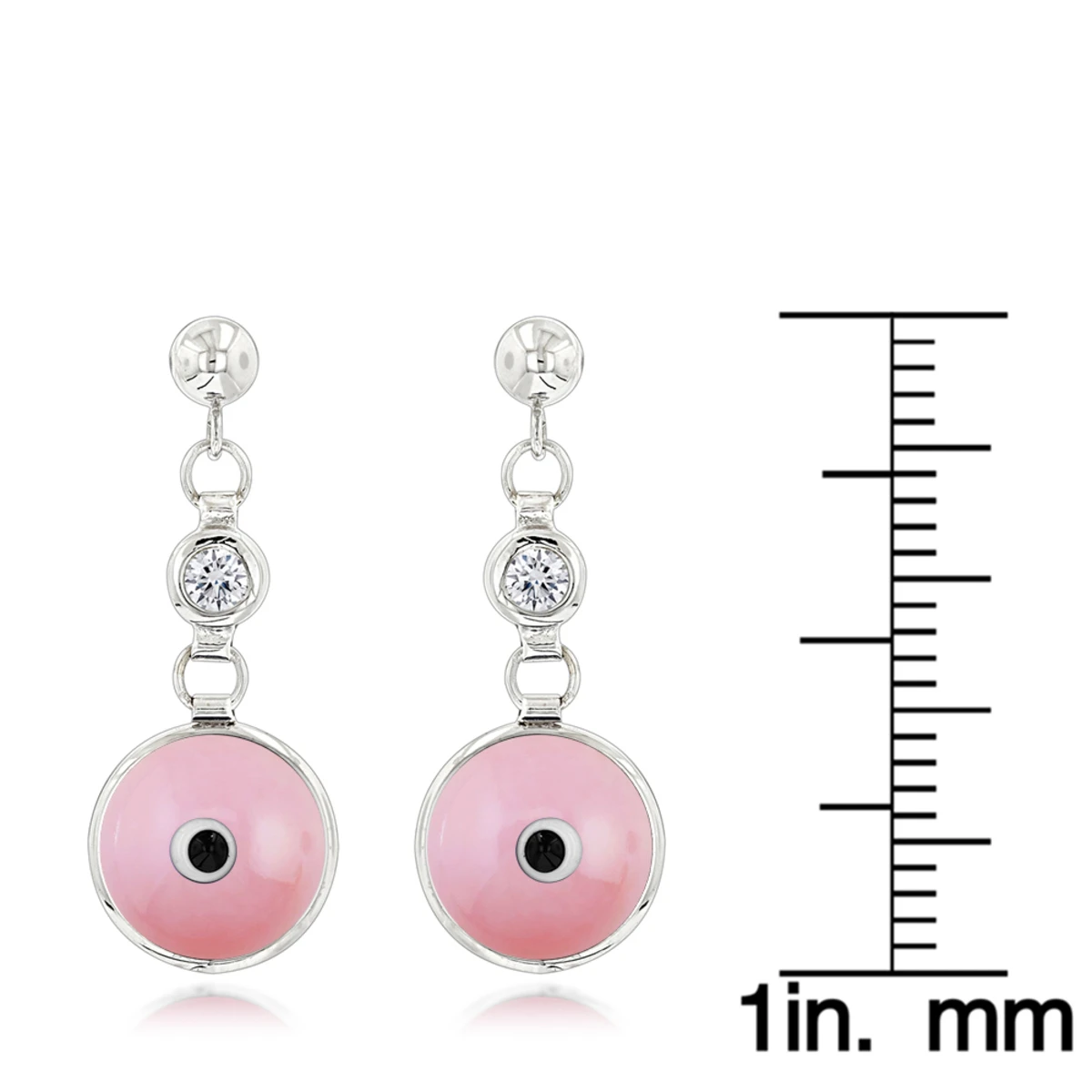 Good Luck Charms 14K White Gold Diamond Pink Evil Eye Earrings 0.20ct 3/8 In (10mm) 8 Good Luck Charms 14K White Gold Diamond Pink Evil Eye Earrings 0.20ct 3/8 In (10mm) - Image 6