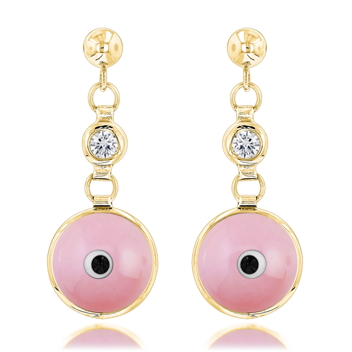Good Luck Charms 14K White Gold Diamond Pink Evil Eye Earrings 0.20ct 3/8 In (10mm) 4 Good Luck Charms 14K White Gold Diamond Pink Evil Eye Earrings 0.20ct 3/8 In (10mm) - Image 2