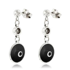 Good Luck Charms 3/8in (10mm) 14K White Gold 0.20ct Diamond Evil Eye Earrings Black -H'Hen Sale Store good luck charms 14k diamond evil eye earrings 020ct p 6237 backwh