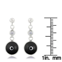 Good Luck Charms 3/8in (10mm) 14K White Gold 0.20ct Diamond Evil Eye Earrings Black -H'Hen Sale Store good luck charms 14k diamond evil eye earrings 020ct p 6237 rulerwh