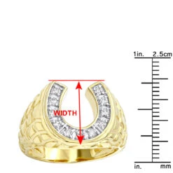 Good Luck Men's 14K Yellow Gold Nugget Horseshoe Diamond Ring 0.5ct By Luxurman 24 Good Luck Men's 14K Yellow Gold Nugget Horseshoe Diamond Ring 0.5ct By Luxurman -H'Hen Sale Store good luck mens 14k gold nugget horseshoe diamond ring 05ct by luxurman rulerye