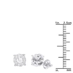 Halo 14K White Gold Cluster Diamond Earrings Studs For Men Or Women 3/4ct -H'Hen Sale Store halo 14k gold cluster diamond earrings studs for men or women 34ct rulerwh