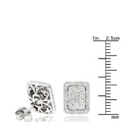 Halo 3 Carat Look Cluster Diamond Stud Earrings 1ct By Luxurman -H'Hen Sale Store halo 3 carat look cluster diamond stud earrings 1ct by luxurman rulerwh