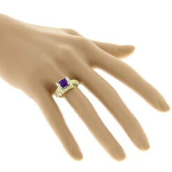 Halo Amethyst Diamond Engagement Ring 0.68ct 14K Yellow Gold Gemstone Ring 5 Halo Amethyst Diamond Engagement Ring 0.68ct 14K Yellow Gold Gemstone Ring -H'Hen Sale Store halo amethyst diamond engagement ring 068ct 14k gold gemstone ring 3