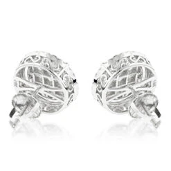 Halo Diamond Cluster Earrings Studs 1.61ct 14K White Gold -H'Hen Sale Store halo diamond cluster earrings 161ct 14k gold backwh