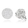 Halo Diamond Cluster Earrings Studs 1.61ct 14K White Gold