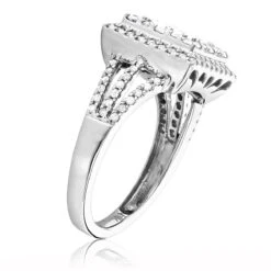 Halo Square Diamond Engagement Ring 14K White Gold Ladies Cluster Ring 1.7ct 7 Halo Square Diamond Engagement Ring 14K White Gold Ladies Cluster Ring 1.7ct -H'Hen Sale Store halo square diamond engagement ring 14k gold ladies cluster ring 17ct 2