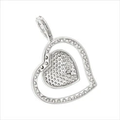 14K White Gold Designer Diamond Heart Pendant 0.9ct -H'Hen Sale Store heart jewelry 14k designer diamond heart pendant 117ct p 6473 backwh