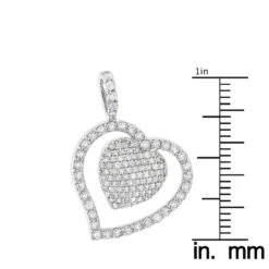 14K White Gold Designer Diamond Heart Pendant 0.9ct -H'Hen Sale Store heart jewelry 14k designer diamond heart pendant 117ct p 6473 rulerwh