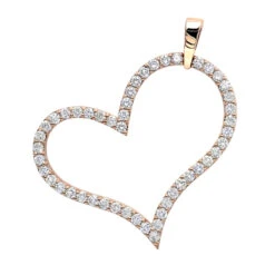 Heart 14K Yellow Gold Round Diamond Heart Pendant 1.5ct By LUXURMAN -H'Hen Sale Store heart jewelry 14k gold round diamond heart pendant 15ct by luxurman ro