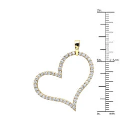 Heart 14K Yellow Gold Round Diamond Heart Pendant 1.5ct By LUXURMAN -H'Hen Sale Store heart jewelry 14k gold round diamond heart pendant 15ct by luxurman rulerye