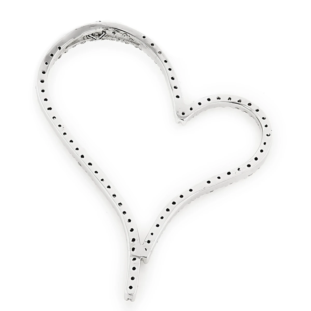 Large 14K White Gold Diamond Heart Pendant For Women Open Heart Design 2.47ct 6 Large 14K White Gold Diamond Heart Pendant For Women Open Heart Design 2.47ct - Image 4