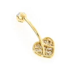 Heart Shaped 14K Yellow Gold Diamond Belly Button Ring 0.66ct 10 Heart Shaped 14K Yellow Gold Diamond Belly Button Ring 0.66ct -H'Hen Sale Store heart shaped 14k gold diamond belly button ring 066ct p 5865 backye