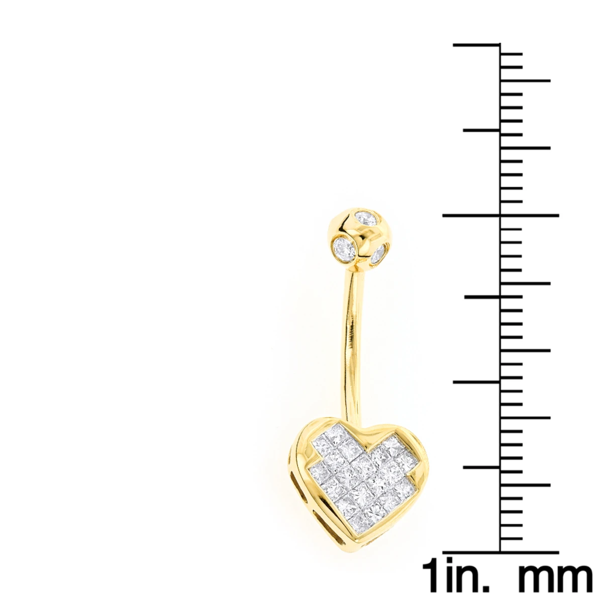 Heart Shaped 14K Yellow Gold Diamond Belly Button Ring 0.66ct 7 Heart Shaped 14K Yellow Gold Diamond Belly Button Ring 0.66ct - Image 5