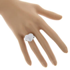 14K White Gold Diamond Heart Shaped Ring 1.15ct -H'Hen Sale Store heart shaped jewelry 14k diamond heart ring 115ct p 41430 bodwh