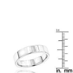 Heavy 5mm Wide Comfort Fit Wedding Ring For Men & Women 14K White Gold Flat Band -H'Hen Sale Store heavy 5mm wide comfort fit wedding ring for men women 14k gold flat band 000500 rulerwh