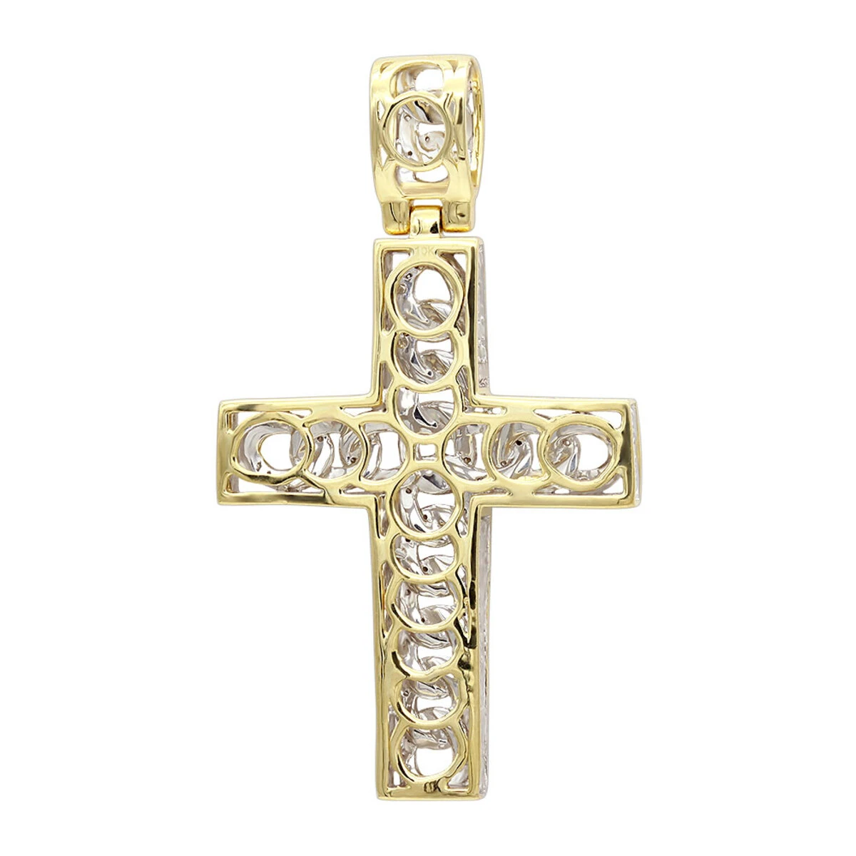 Hip Hop 10K Yellow Gold Cuban Link Chain Diamond Cross Pendant For Men 6 Hip Hop 10K Yellow Gold Cuban Link Chain Diamond Cross Pendant For Men - Image 4