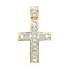Hip Hop 10K Yellow Gold Cuban Link Chain Diamond Cross Pendant For Men