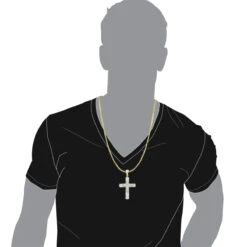 Hip Hop 10K Yellow Gold Large Diamond Double Cross Pendant For Men 0.4ct -H'Hen Sale Store hip hop jewelry 10k gold large diamond double cross pendant for men 0 4ct bodye