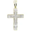 Hip Hop 10K Yellow Gold Large Diamond Double Cross Pendant For Men 0.4ct