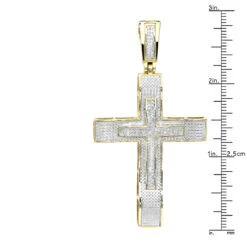 Hip Hop 10K Yellow Gold Large Diamond Double Cross Pendant For Men 0.4ct -H'Hen Sale Store hip hop jewelry 10k gold large diamond double cross pendant for men 0 4ct rulerye