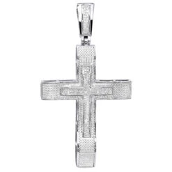 Hip Hop 10K Yellow Gold Large Diamond Double Cross Pendant For Men 0.4ct -H'Hen Sale Store hip hop jewelry 10k gold large diamond double cross pendant for men 0 4ct wh