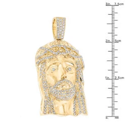 Hip Hop 14K Yellow Gold Round Diamond Jesus Head Pendant 3.5ct By Luxurman -H'Hen Sale Store hip hop jewelry 14k gold round diamond jesus head pendant 35ct by luxurman rulerye