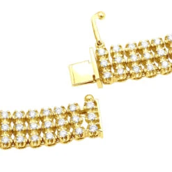 Hip Hop 3 Row Diamond Tennis Chain 14K White Gold Men's Necklace 30 Carats -H'Hen Sale Store hip hop jewelry 3 row diamond tennis chain 14k gold mens necklace 30 carats backye